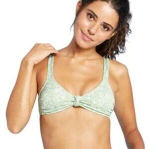 Xhilaration Bikini Top Green Floral Bralette Womens Size Medium